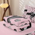 thumbnail image 5 of Homewish Vintage Graffiti Bowknot Zipper Full Size Comforter Sets with Fitted Sheet and 2 Pillowcases,Geometric Circle Print Zipper Bedding Set For Kids Girls,Pink Reversible,4-Piece, 5 of 7