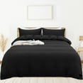 thumbnail image 1 of PiccoCasa 3 Pieces Microfiber Soft Breathable Duvet Cover Set Black Twin, 1 of 7