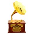 thumbnail image 1 of Caja de música de gramófono retro Caja de música con forma de fonógrafo clásico para decoración musical de escritorio del hogar Marrón, 1 of 10
