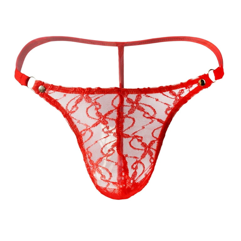 Pxiakgy intimates for women Panty Lace Tback Gstring Lingerie Mesh Men's  Thong Pouch Brief Red + One size