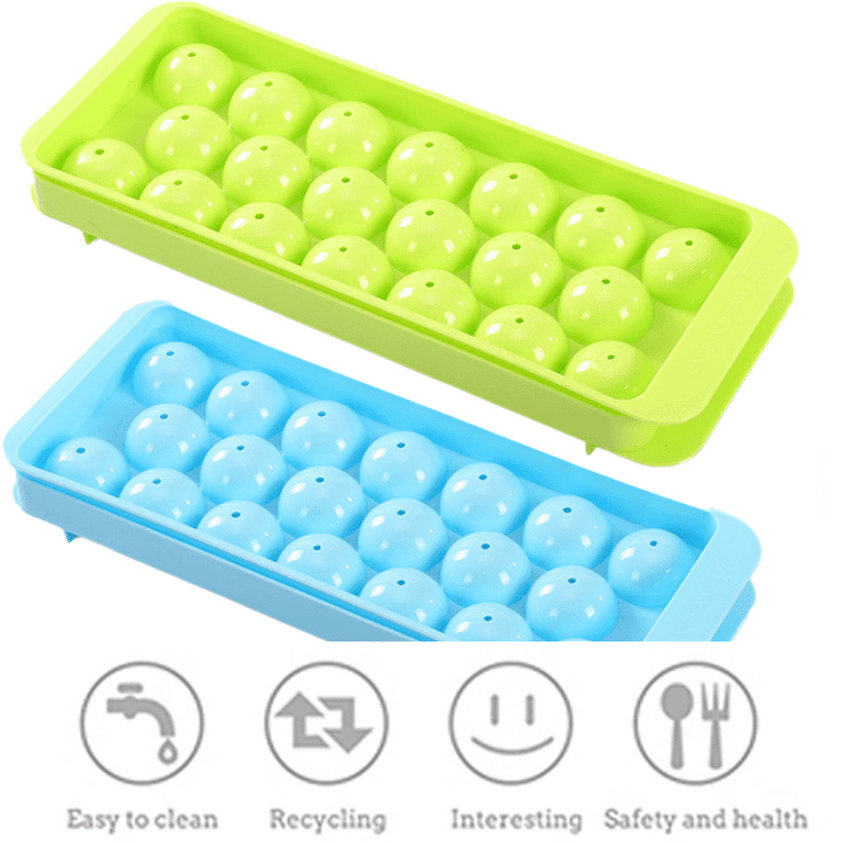  Ice Cube Tray, Silicone Apple Ice Ball Trays Maker, Green Small  Round Ice Mold for Cocktails, Juice, Whiskey, Freezer, Keep Drink Chille -  Easy Release, ROHS and FDA(2 Ice Trays&1 Ice