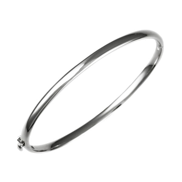 14k White Gold 4mm Solid Domed Bangle - 15.0 Grams - 7 Inch