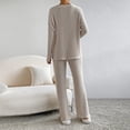 thumbnail image 6 of FYMNSI Womens Pajama Sets Long Sleeve Pjs Lounge 2 Piece Outfit Ribbed Knit V Neck Sleepwear with Pockets M Beige, 6 of 6