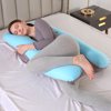 U-Shape Pregnancy Pillow 51 Inch Maternity Pillow with Washable Cover Nursing Support Cushion for Pregnant Women Side Sleeping (Blue+Gray)