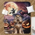 thumbnail image 4 of Spooky Halloween Night Witch Cocker Spaniel Glowing Pumpkins Cozy Sherpa Blanket Cockers Dog Lover Gifts Warm Soft Throw Blanket - 12015, 4 of 5