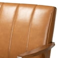 thumbnail image 6 of Baxton Studio Nikko Mid-century Modern Tan Faux Leather Upholstered and Walnut Brown finished Wood 3-Piece Living Room Set, 6 of 9