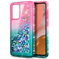 thumbnail image 2 of Nagebee Case for Samsung Galaxy A52 5G with Tempered Glass Screen Protector (Full Coverage), Sparkle Glitter Flowing Liquid Floating Bling Diamond Women Girls Cute Case (Pink/Aqua), 2 of 6