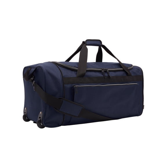 Protege Navigation 28 in Large Collapsible Rolling Duffel Bag, Navy