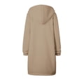 thumbnail image 6 of Luwomo Womens' Jackets Fall Winter Solid Color Drawstring Hooded Long Sleeve Zipper Loose Fit Coat with Pockets Tops Khaki,L, 6 of 6