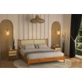 thumbnail image 4 of Asher 47" King Platform Bed Frame, Rattan Headboard, Mid Century and Boho, Solid Wood, Caramel, 4 of 18