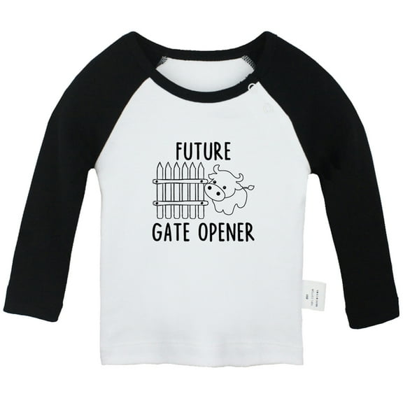 Future Gate Opener Funny T shirt For Baby, Newborn Babies T-shirts, Infant Tops, 0-24M Kids Graphic Tees Clothing (Long Black Raglan T-shirt, 0-6 Months)