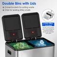 thumbnail image 5 of CL.HPAHKL Kitchen Trash Can, 16 Gallon(60 L) Rectangular Stainless Steel Trash Can with Removable Inner Buckets and Soft Close Dual Trash Can for Recycling and Trash Garbage Can with Lid, Silver, 5 of 7
