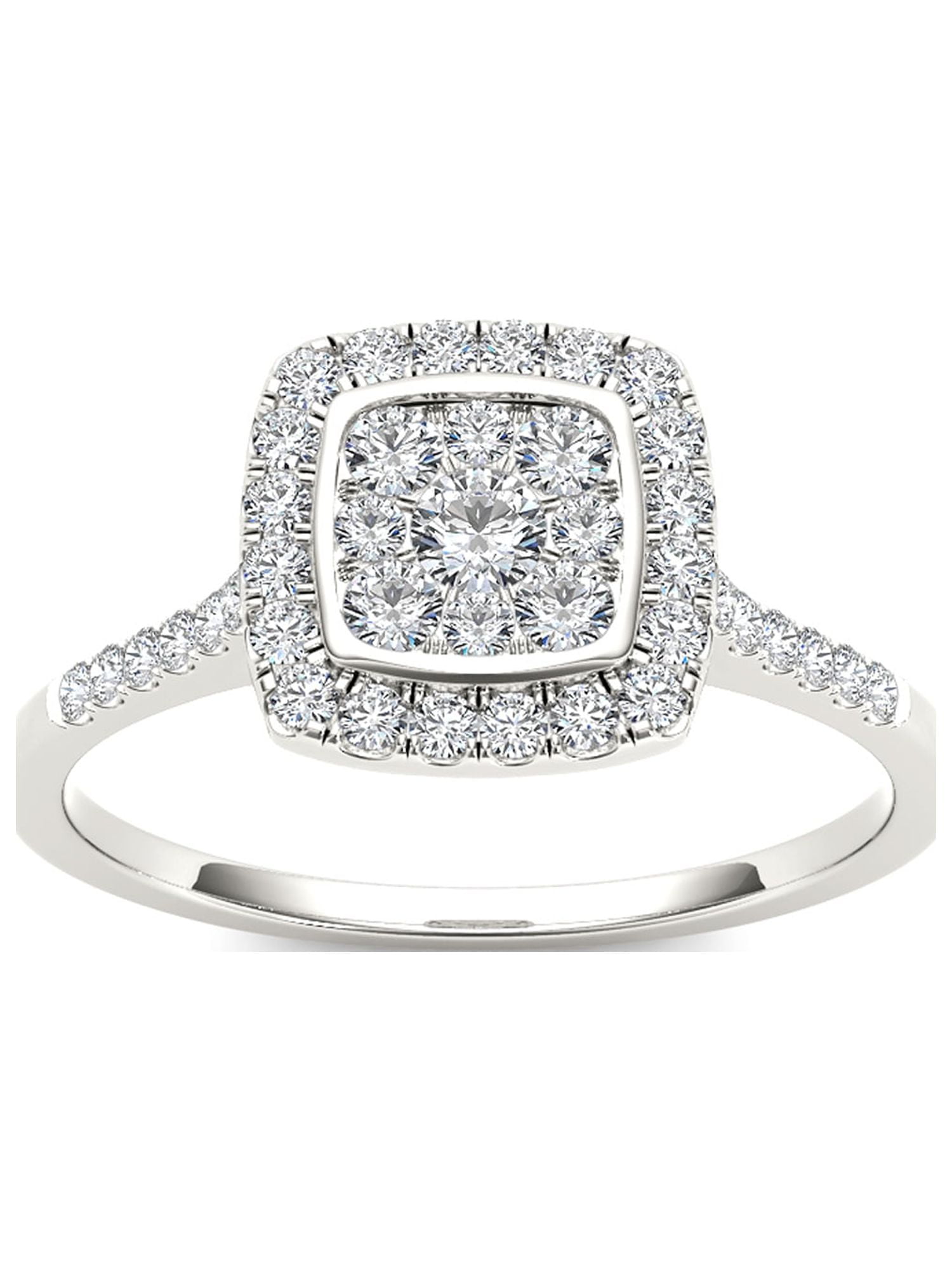 1/2 Carat T.W. Diamond 10kt White Gold Cushion-Shape Engagement Ring