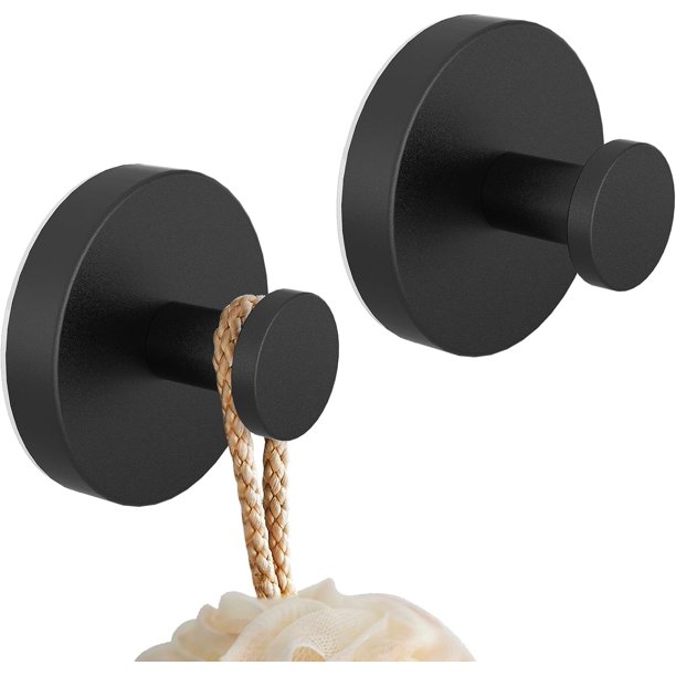 2PCS Ganchos Ventosa de Succión Colgador Toalla Baño Cocina Pared sin Taladro Gancho de Pared para Colgar Llaves Abrigos Ropa Bolsos Ducha Acabado Cepillado (Negro)