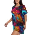 thumbnail image 2 of Lsque Colorful Abstract Swirls Women's Short-Sleeved Pajama Set - 2 Piece Soft and Lightweight Sleepwear Set-Small, 2 of 9