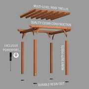 Backyard Discovery Beaumont 10x10 Cedar Wood Patio Pergola Kit, Trellis Roof, PowerPort