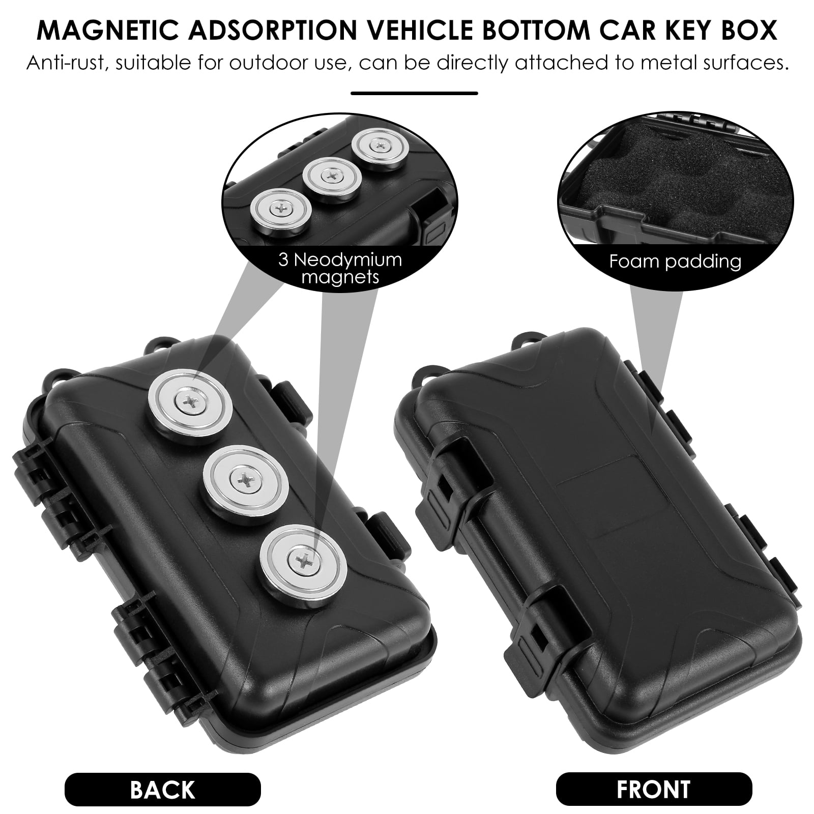 FUYGRCJ 1PCS Magnetic Key Holder, Under Car Hide Key Box with