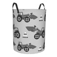 thumbnail image 2 of Balery Gray Tractor Round Laundry Basket with Handles Waterproof Freestanding Laundry Hamper for Clothes Toys in the Dorm and Family-Medium, 2 of 8