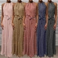 thumbnail image 1 of Zeus Mode Femmes Robe Maxi Sans Manches à Pois avec Ceinture pour Fête Banquet, 1 of 7