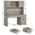 thumbnail image 3 of SEDETA 47 Inch Farmhouse Office Desk with Hutch and Drawers, Executive Desk Computer Desk with File Drawer and Cabinets, Large Workstation Traditonal Style Practical table for Home Office, Grey, 3 of 9