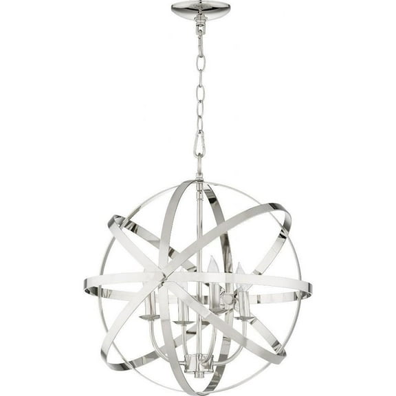 Transitional Four Light Chandelier-Polished Nickel Finish Bailey Street Home 183-Bel-2534868