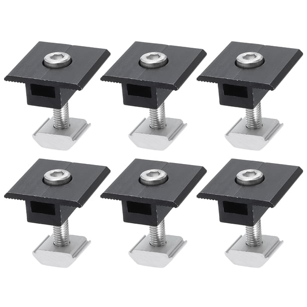 Uxcell 6Pcs Abrazadera Media para Panel Solar, Abrazaderas Centrales de Panel Solar de Aluminio de 30 mm, Sistema de Montaje de Riel Solar PV, Negro