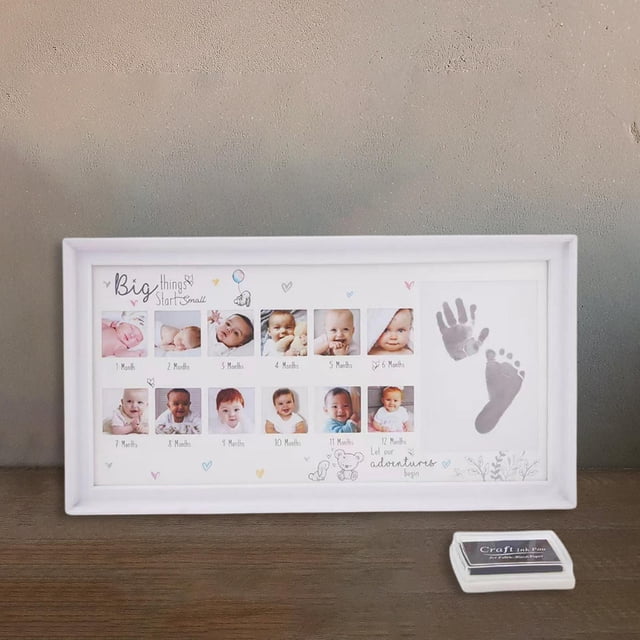 Baby Picture Photo Frame Footprint Handprint Newborn Keepsake Desktop Display 12