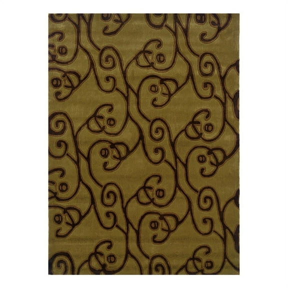 Bowery Hill 96'' x 120'' Transitional Fabric Hand Tufted Rug in Green/Brown