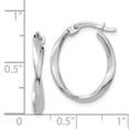 thumbnail image 3 of Real 14kt White Gold Polished Oval Twist Hoop Earrings; for Adults and Teens; for Women and Men, 3 of 3