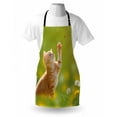 thumbnail image 3 of Cat Apron Animal Theme Cat Hunting a Ladybug Nature Grass Dandelions Digital Print, Unisex Kitchen Bib Apron with Adjustable Neck for Cooking Baking Gardening, Earth Yellow Pale Green, by Ambesonne, 3 of 3
