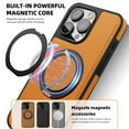 thumbnail image 4 of Allytechgroup Magnetic Case for iPhone 14 Pro, Built-in Invisible 360° Rotatable Kickstand, Compatible with MagSafe, PU Leather Slim Shockproof Protective Phone Case Cover, Orange, 4 of 7