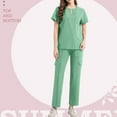 thumbnail image 2 of MLQIDK Scrub Sets for Woman Plus Size Medical Uniforms Stretchy V-Neck Scrub Pants and Tops Nursing Top Scrub Set with Pockets Mint Green L, 2 of 5