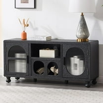 Modern 47 Inch Wide Accent Sideboard Buffet Cabinet with Glass Doors in Black