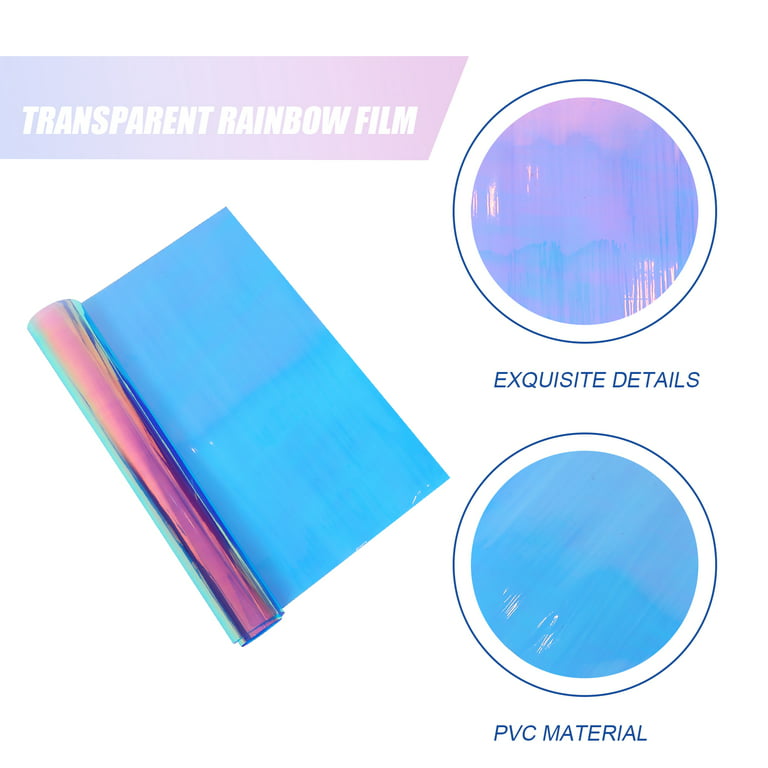 Iridescent Holographic Clear PVC Fabric Vinyl Material Rainbow Film Craft  Bag