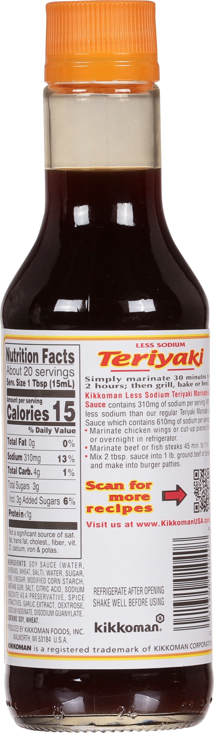 Kikkoman Less Sodium Teriyaki Marinade & Sauce, 10.0 fl oz