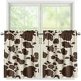 thumbnail image 4 of Brown Cow Print Kitchen Curtains Tiers Set of 2 Rustic Farmhouse Short Window Curtains for Living Room,Bathroom,Office Room Cafe, 4 of 6