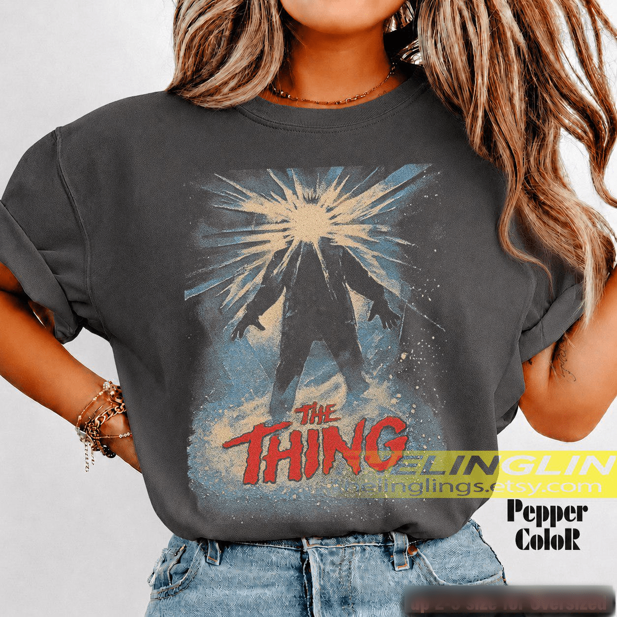 CLOTEX The Thing 1982 Movie Unisex Softstyle T-Shirt, Horror/Sci-fi Movie Tee, Classic Film, Vintage Movie Lover Gift, Halloween Costume Top RZ, Black S