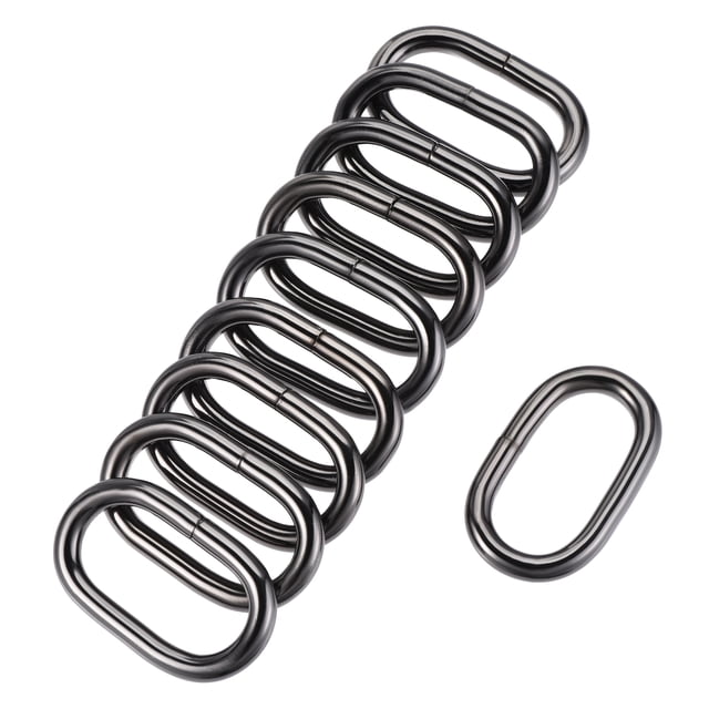 Unique Bargains Black Oval Buckles Iron Electroplating (10 Pack)