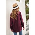 thumbnail image 1 of POGLIP Women's Wine Satin Button Shirt with Pocket, 1 of 6