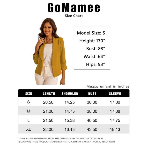 Blazers Para Mujer De Negocios – Chaqueta Casual De Manga 3/4 Con Frente Abierto, Ligera, Para El Trabajo Y La Oficina, Negro