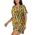 thumbnail image 2 of Lsque Kittens With Maple Leaves Women's Short-Sleeved Pajama Set - 2 Piece Soft and Lightweight Sleepwear Set-Small, 2 of 9