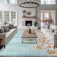 thumbnail image 3 of Teal Starfish Coastal Area Rugs 8'x10', Washable Small Throw Rugs for Living Room Patio, Summer Beach Shell Wooden Indoor Outdoor Rug Non-Slip Low Pile Carpet Runner Reversible Floor Mats, 3 of 8