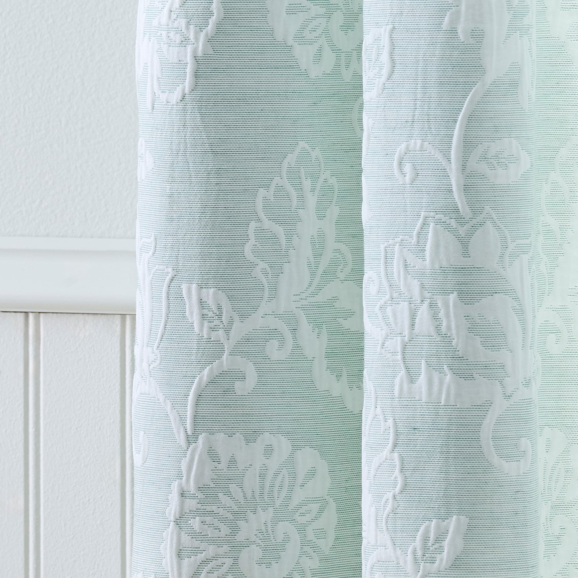 Martha Stewart Raina Matelasse Curtain Panel Pair, Sage, Pole Top, Light Filtering, Indoor, Adult, 2 Piece Set, 50" x 95"