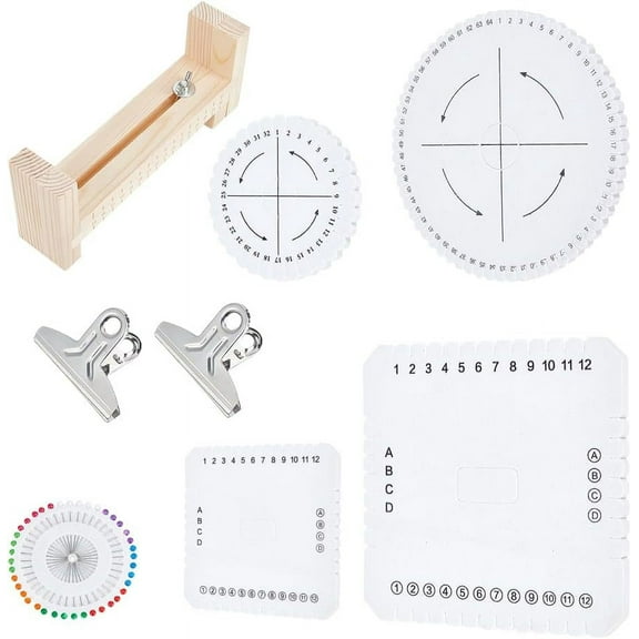 1 Set Wooden Jig Bracelet Maker Kit with 4 Pcs Braiding Disk & 1 Set Sewing Straight Pin Adjustable Paracord Jig Bracelet Maker Foam Bracelet Knitting Tray Bracelet Board for DIY making