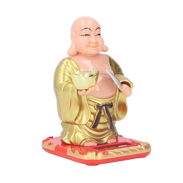 Standing Maitreya Buddha Solar Ornaments, Small Bright Color Solar Buddha Statue Decoration Light Energy Sensing Lucky Meaning For Home ANGGREK Car Buddha Statue Decoration