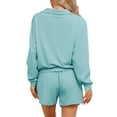 thumbnail image 3 of INSPIRE CHIC Women's Pajamas 2 Piece Lounge Sets Waffle Knit Matching Outfits Long Sleeve Top and Shorts with Pockets 2XL Green, 3 of 5