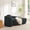 Black, variant on Modern Oval Single Lazy Sofa Chair with Integrated Backrest, Side Armrest & Pillow, Compact Space-Saving Lounge Chair for Living Room, Bedroom, Green