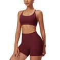 thumbnail image 5 of IDOPIP Women 2 Piece Seamless Backless Yoga Sets High Waist Shorts and Sports Bra Gym Athletic Clothing Outfits, 5 of 7