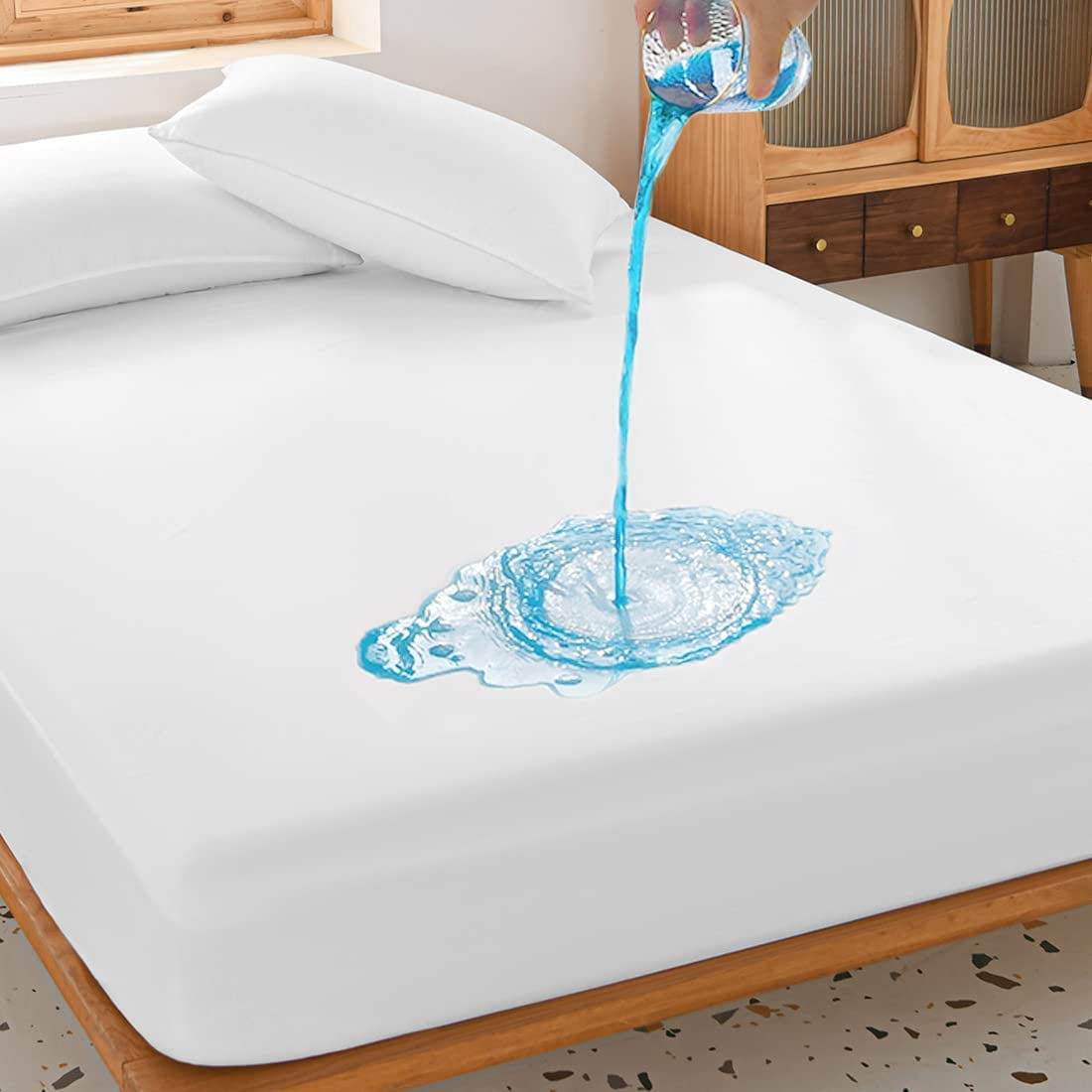Waterproof Mattress Cover Fitted Bed Mattress Protector Hypoallergenic 