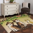 thumbnail image 3 of Cute Cats Area Rugs 4'x6', Washable Small Throw Rugs for Office Bathroom, Japanese Owls Animals Country Leaves Vintage Indoor Outdoor Rug Non-Slip Low Pile Carpet Runner Reversible Floor Mats, 3 of 8
